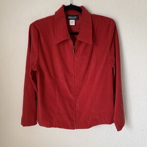 Vintage Briggs Jacket Women 10 Petite‎ Red Moleskin Zip Up Soft Career Holiday